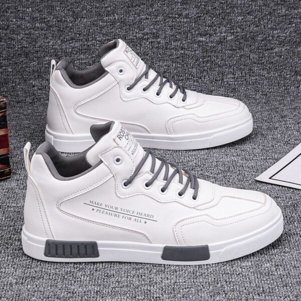 Fashionable High-top Leather Panel Shoes All-match Sports