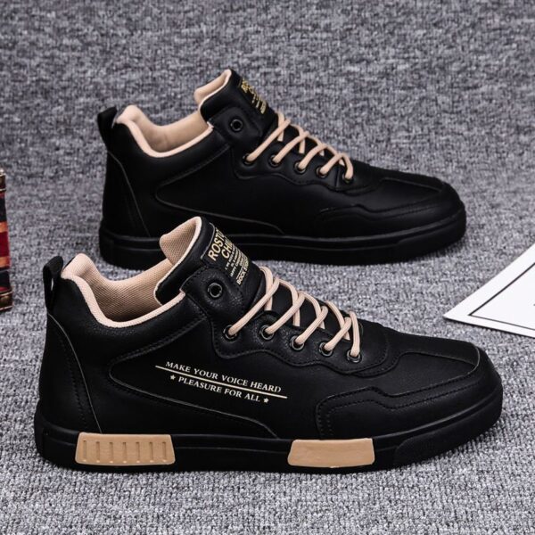 Fashionable High-top Leather Panel Shoes All-match Sports
